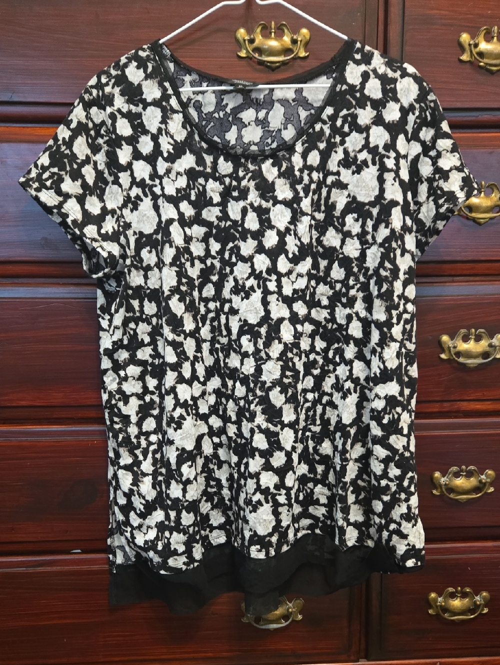 Simply Vera Vera Wang Black and White Short Sleeve Top Size XL